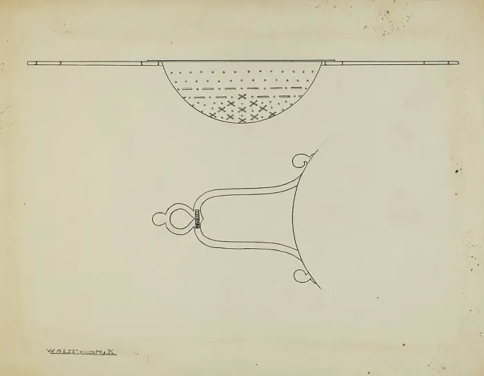 Framed Print : Silver Strainer, c. 1939. Creator: Kalamian Walton