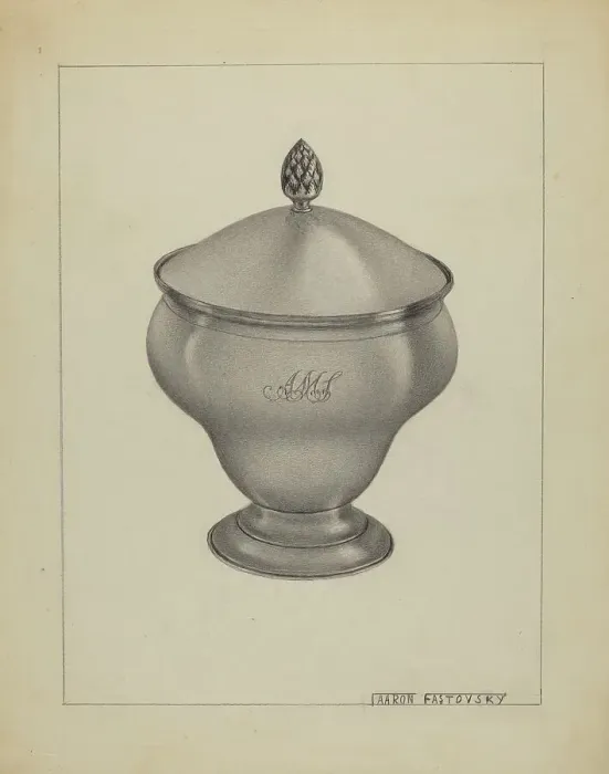Framed Print : Silver Sugar Bowl, 1936. Creator: Aaron Fastovsky Framed Print : Silver Sugar Bowl, 1936. Creator: Aaron Fastovsky