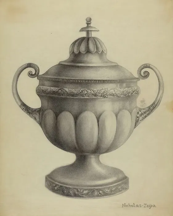 Framed Print : Silver Sugar Bowl, 1936. Creator: Nicholas Zupa Framed Print : Silver Sugar Bowl, 1936. Creator: Nicholas Zupa