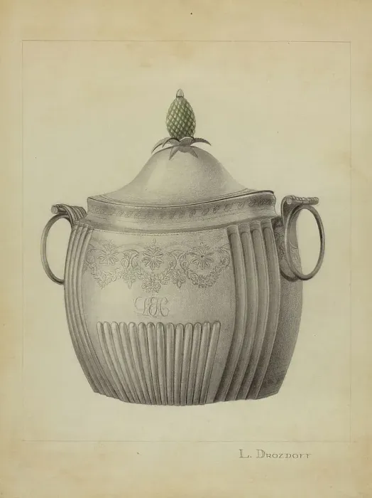 Framed Print : Silver Sugar Bowl, c. 1936. Creator: Leo Drozdoff Framed Print : Silver Sugar Bowl, c. 1936. Creator: Leo Drozdoff