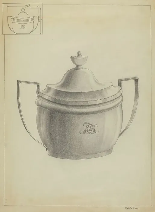 Framed Print : Silver Sugar Bowl, c. 1936. Creator: Simon Weiss Framed Print : Silver Sugar Bowl, c. 1936. Creator: Simon Weiss