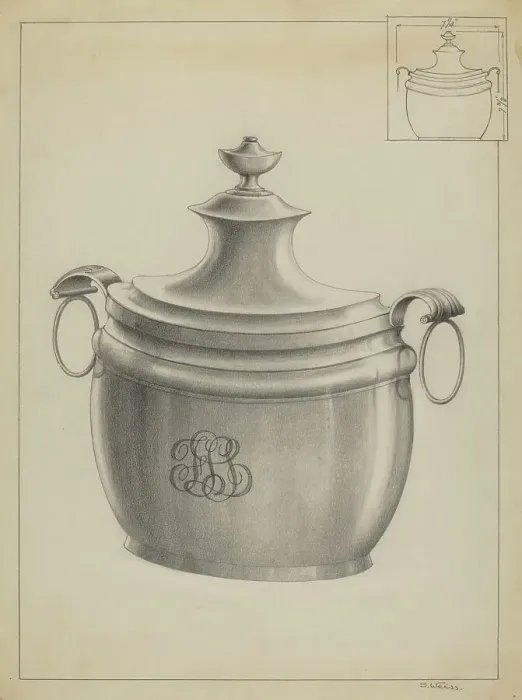 Framed Print : Silver Sugar Bowl, c. 1936. Creator: Simon Weiss Framed Print : Silver Sugar Bowl, c. 1936. Creator: Simon Weiss