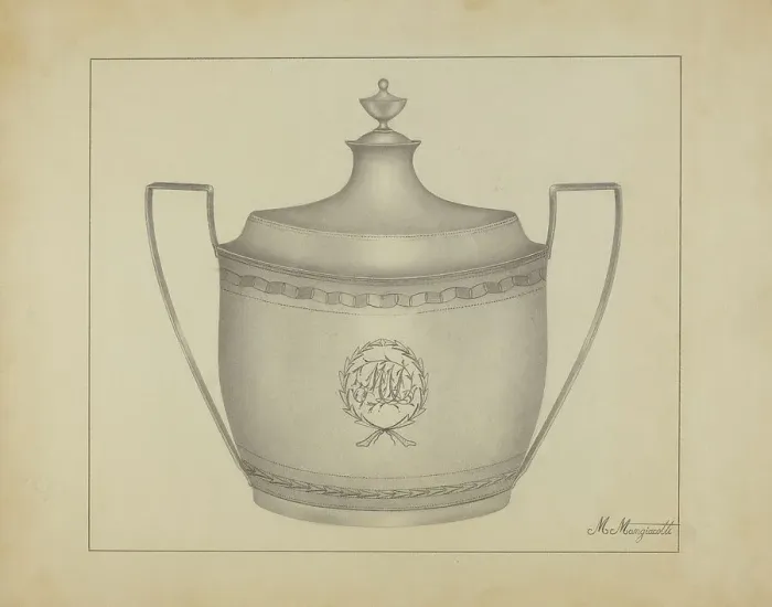Framed Print : Silver Sugar Bowl, c. 1937. Creator: Matthew Mangiacotti Framed Print : Silver Sugar Bowl, c. 1937. Creator: Matthew Mangiacotti
