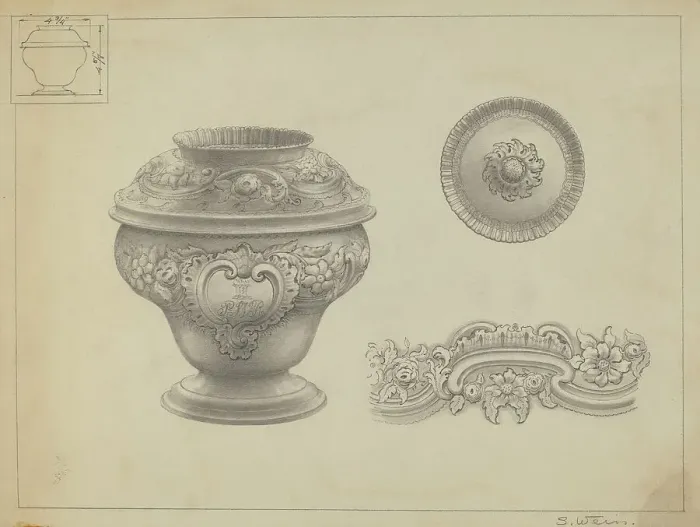 Framed Print : Silver Sugar Bowl, c. 1937. Creator: Simon Weiss Framed Print : Silver Sugar Bowl, c. 1937. Creator: Simon Weiss