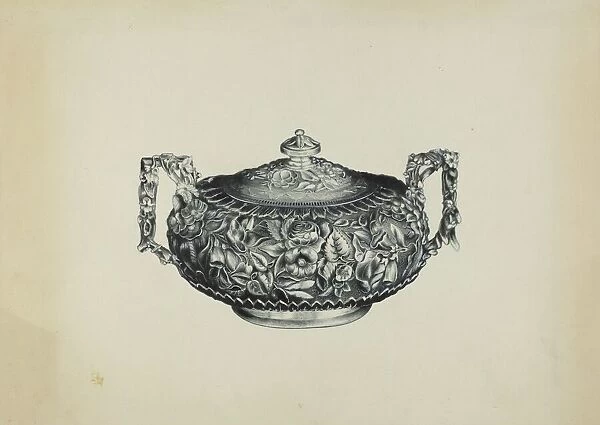 Silver Sugar Bowl, c. 1938. Creator: Florence Hastings