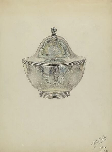 Silver Sugar Bowl with Cover, c. 1936. Creator: Frank Fumagalli