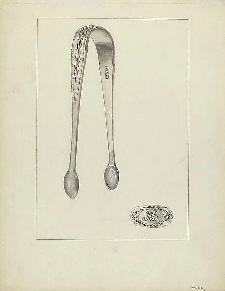 Silver Sugar Tongs, 1935 / 1942. Creator: Anthony Zuccarello