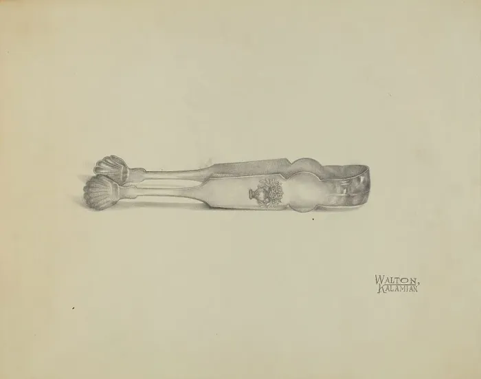 Framed Print : Silver Sugar Tongs, 1935 / 1942. Creator: Kalamian Walton Framed Print : Silver Sugar Tongs, 1935 / 1942. Creator: Kalamian Walton