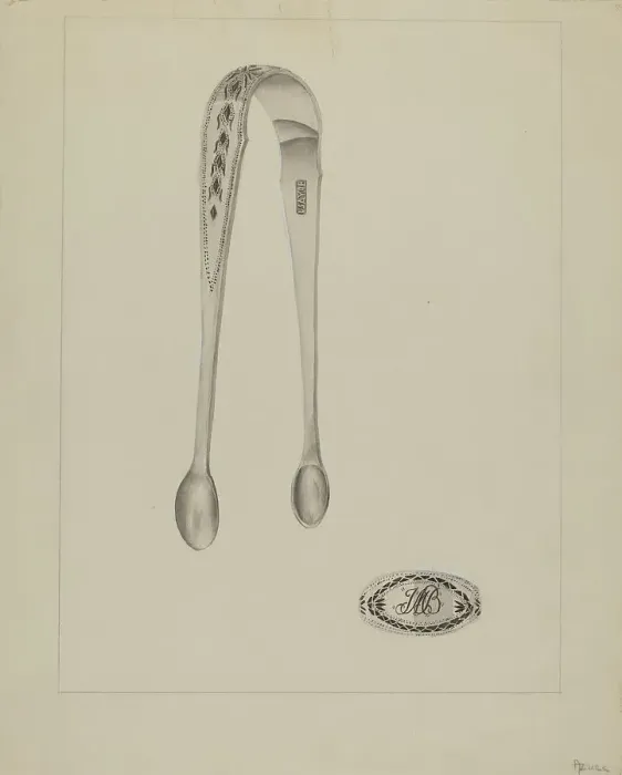 Framed Print : Silver Sugar Tongs, c. 1936. Creator: Anthony Zuccarello Framed Print : Silver Sugar Tongs, c. 1936. Creator: Anthony Zuccarello