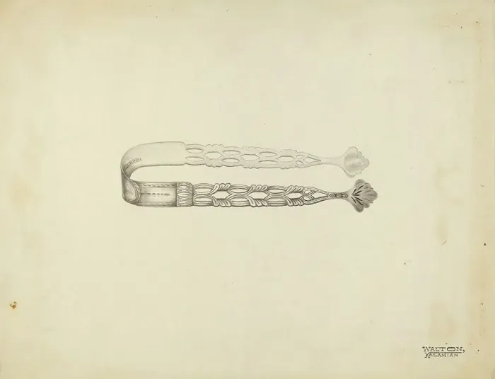 Framed Print : Silver Sugar Tongs, c. 1939. Creator: Kalamian Walton Framed Print : Silver Sugar Tongs, c. 1939. Creator: Kalamian Walton