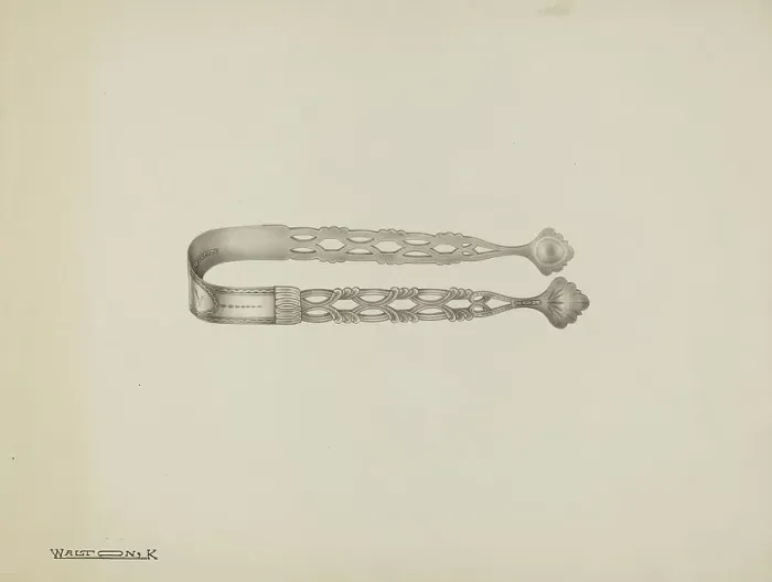 Framed Print : Silver Sugar Tongs, c. 1939. Creator: Kalamian Walton Framed Print : Silver Sugar Tongs, c. 1939. Creator: Kalamian Walton