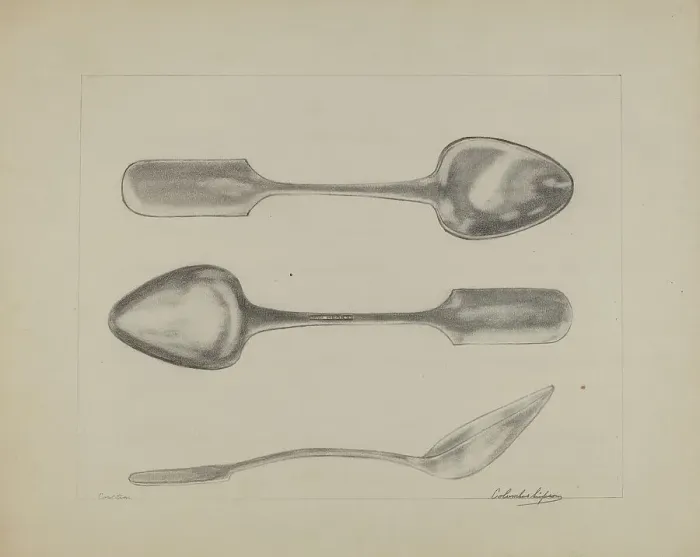 Framed Print : Silver Tablespoon, 1935 / 1942. Creator: Columbus Simpson Framed Print : Silver Tablespoon, 1935 / 1942. Creator: Columbus Simpson