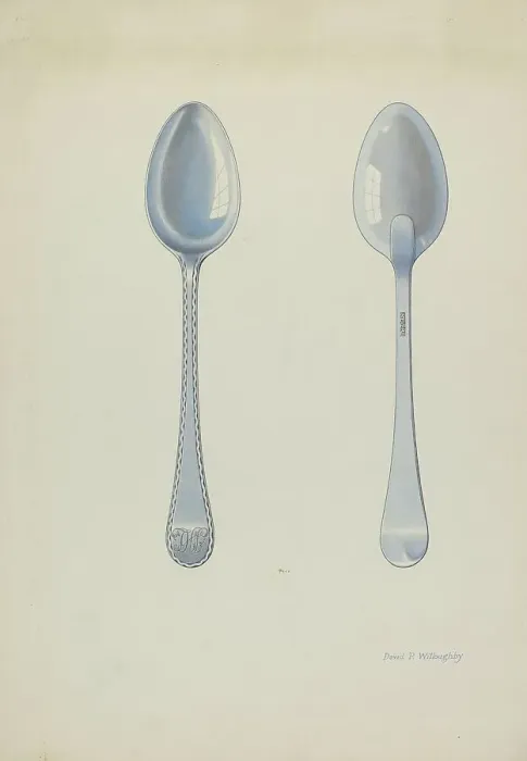 Framed Print : Silver Tablespoon, c. 1937. Creator: David P. Willoughby Framed Print : Silver Tablespoon, c. 1937. Creator: David P. Willoughby