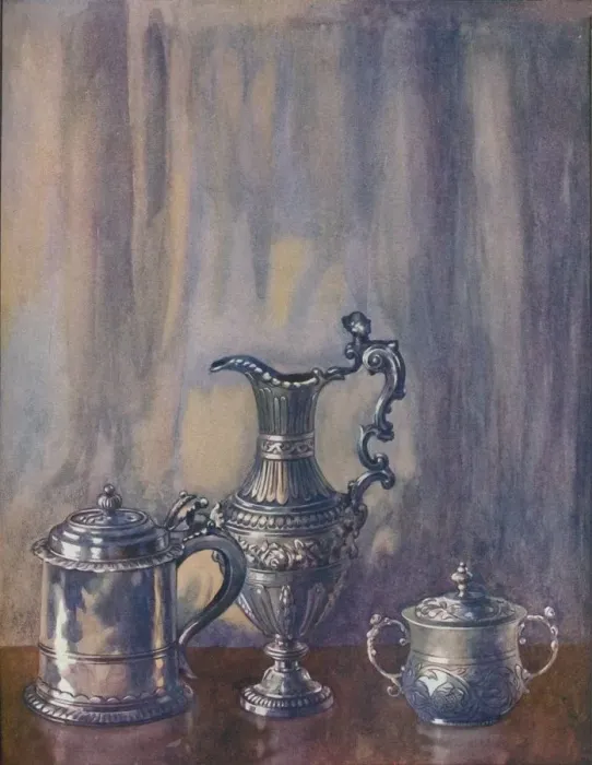 Framed Print : Silver Tankard, 1695; Jug, 1746; Cup and Cover, 1658, c19th century, (1920). Creator: Unknown Framed Print : Silver Tankard, 1695; Jug, 1746; Cup and Cover, 1658, c19th century, (1920). Creator: Unknown