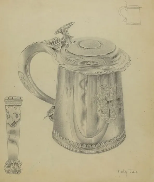 Framed Print : Silver Tankard, c. 1936. Creator: Amelia Tuccio Framed Print : Silver Tankard, c. 1936. Creator: Amelia Tuccio