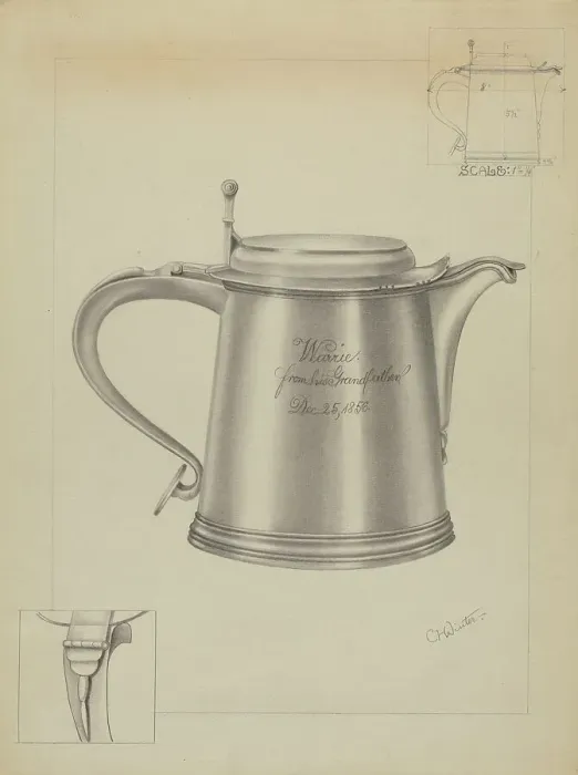 Framed Print : Silver Tankard, c. 1936. Creator: Charlotte Winter Framed Print : Silver Tankard, c. 1936. Creator: Charlotte Winter