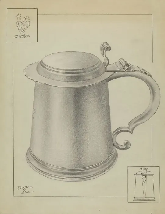 Framed Print : Silver Tankard, c. 1936. Creator: Clayton Braun Framed Print : Silver Tankard, c. 1936. Creator: Clayton Braun