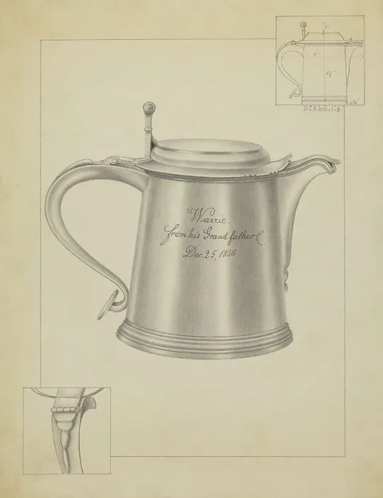 Framed Print : Silver Tankard, c. 1936. Creator: Filippo Porreca Framed Print : Silver Tankard, c. 1936. Creator: Filippo Porreca