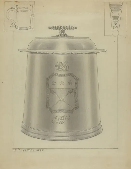 Framed Print : Silver Tankard, c. 1936. Creator: Hans Westendorff Framed Print : Silver Tankard, c. 1936. Creator: Hans Westendorff