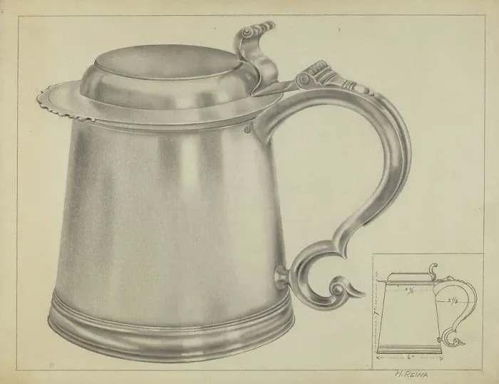 Framed Print : Silver Tankard, c. 1936. Creator: Horace Reina