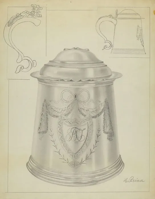 Framed Print : Silver Tankard, c. 1936. Creator: Horace Reina Framed Print : Silver Tankard, c. 1936. Creator: Horace Reina