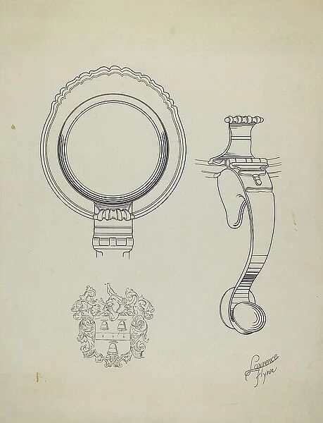 Silver Tankard: Details, c. 1938. Creator: Lawrence Flynn