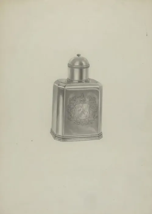 Framed Print : Silver Tea Caddy, c. 1937. Creator: Michael Fenga Framed Print : Silver Tea Caddy, c. 1937. Creator: Michael Fenga