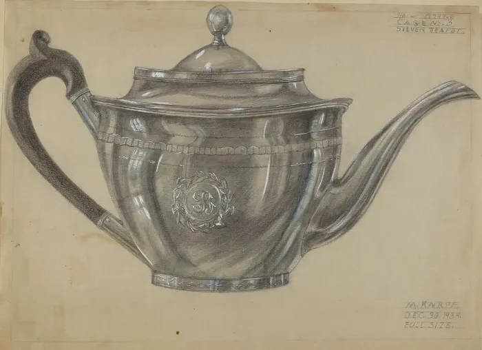 Framed Print : Silver Teapot, 1934. Creator: Margaret Knapp Framed Print : Silver Teapot, 1934. Creator: Margaret Knapp