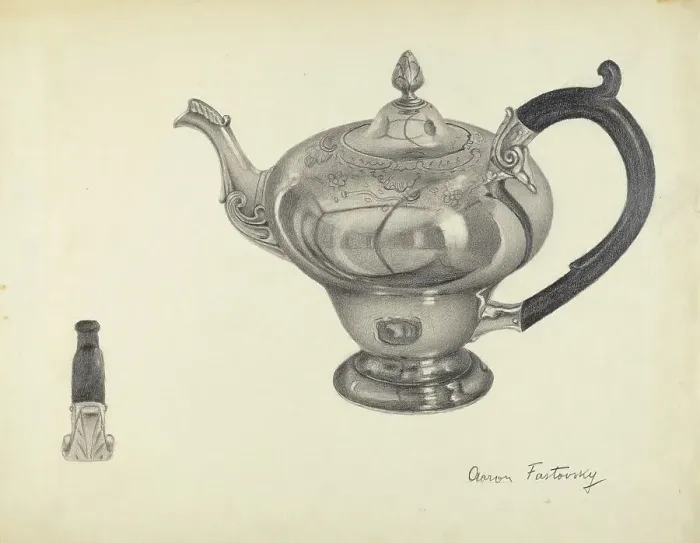 Framed Print : Silver Teapot, 1935 / 1942. Creator: Aaron Fastovsky Framed Print : Silver Teapot, 1935 / 1942. Creator: Aaron Fastovsky