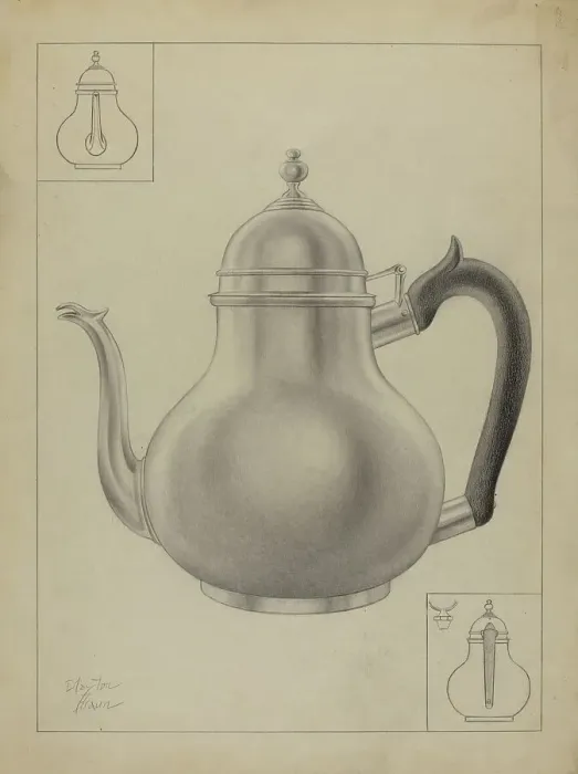 Framed Print : Silver Teapot, 1935 / 1942. Creator: Clayton Braun Framed Print : Silver Teapot, 1935 / 1942. Creator: Clayton Braun