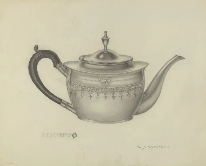 Framed Print : Silver Teapot, 1935 / 1942. Creator: E. J. Gilsleider Framed Print : Silver Teapot, 1935 / 1942. Creator: E. J. Gilsleider