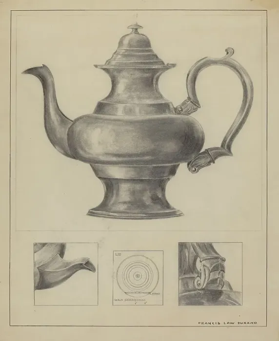 Framed Print : Silver Teapot, 1935 / 1942. Creator: Francis Law Durand Framed Print : Silver Teapot, 1935 / 1942. Creator: Francis Law Durand