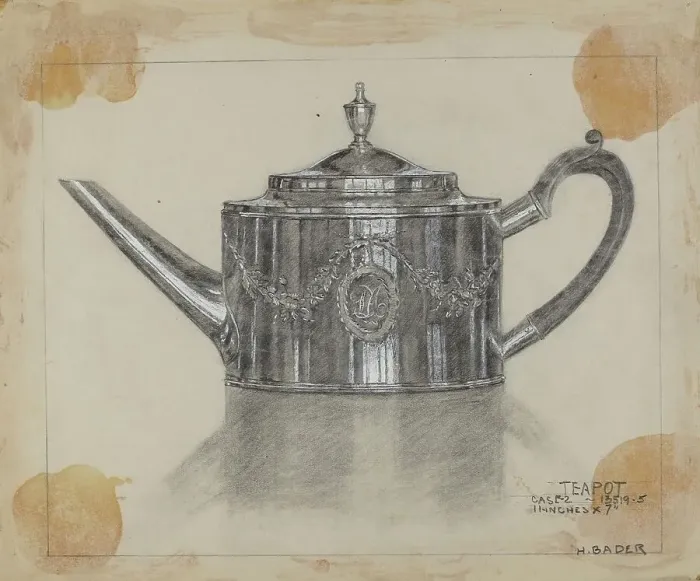 Framed Print : Silver Teapot, 1935 / 1942. Creator: Herman Bader Framed Print : Silver Teapot, 1935 / 1942. Creator: Herman Bader