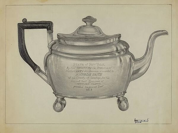 Silver Teapot, 1935 / 1942. Creator: Michael Fenga