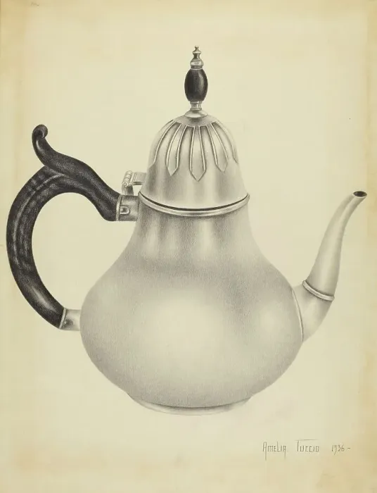 Framed Print : Silver Teapot, 1936. Creator: Amelia Tuccio Framed Print : Silver Teapot, 1936. Creator: Amelia Tuccio