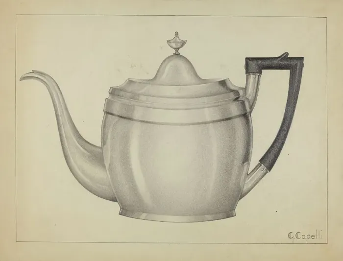 Framed Print : Silver Teapot, 1936. Creator: Giacinto Capelli Framed Print : Silver Teapot, 1936. Creator: Giacinto Capelli