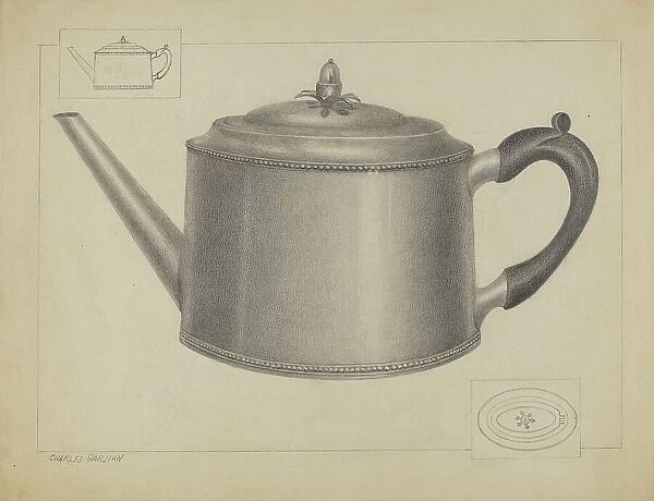 Silver Teapot, c. 1936. Creator: Charles Garjian