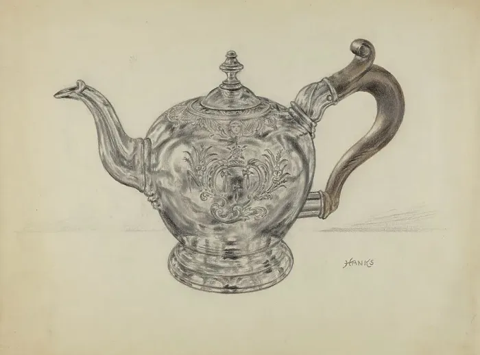Framed Print : Silver Teapot, c. 1936. Creator: Fletcher Hanks Framed Print : Silver Teapot, c. 1936. Creator: Fletcher Hanks