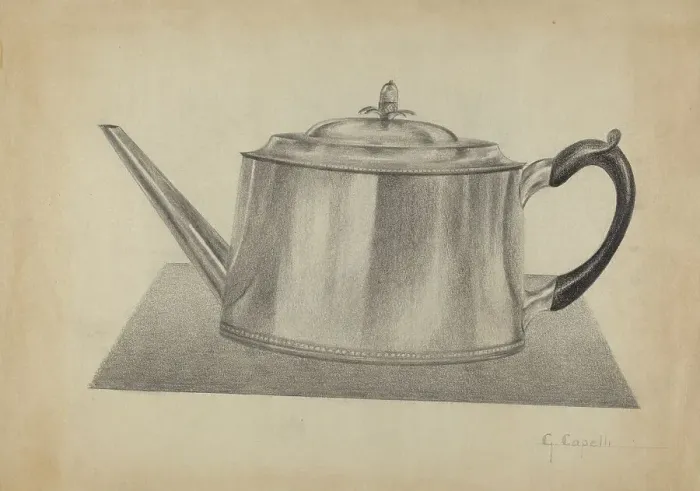 Framed Print : Silver Teapot, c. 1936. Creator: Giacinto Capelli Framed Print : Silver Teapot, c. 1936. Creator: Giacinto Capelli