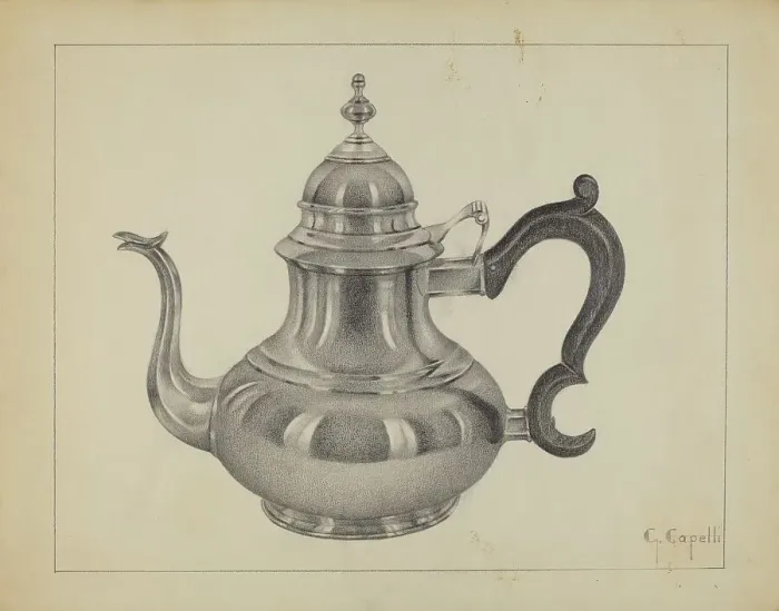 Framed Print : Silver Teapot, c. 1936. Creator: Giacinto Capelli Framed Print : Silver Teapot, c. 1936. Creator: Giacinto Capelli