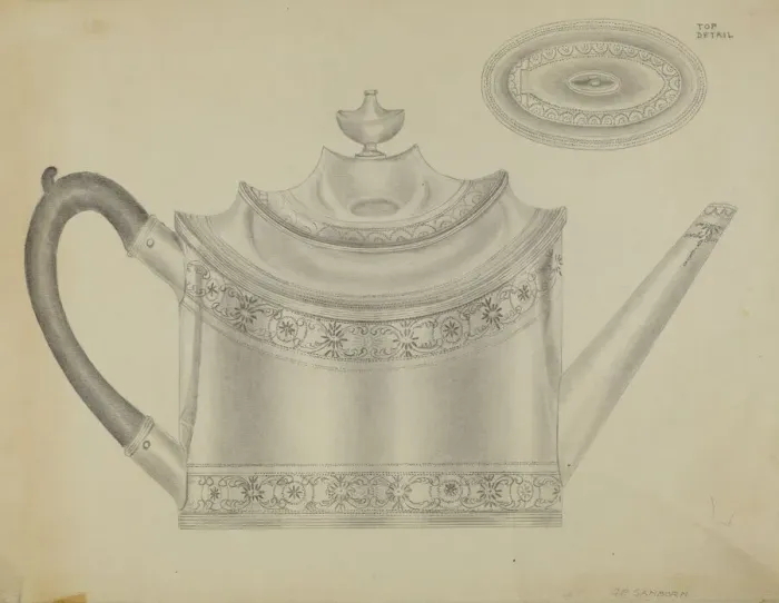 Framed Print : Silver Teapot, c. 1936. Creator: Gordon Sanborn Framed Print : Silver Teapot, c. 1936. Creator: Gordon Sanborn