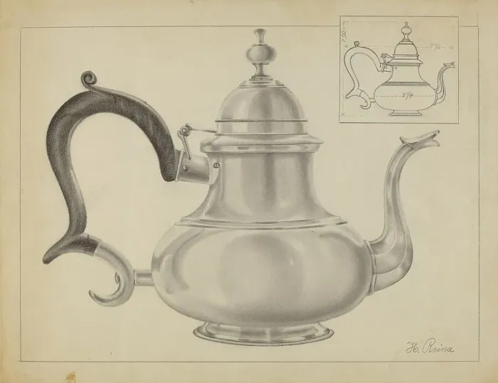 Framed Print : Silver Teapot, c. 1936. Creator: Horace Reina