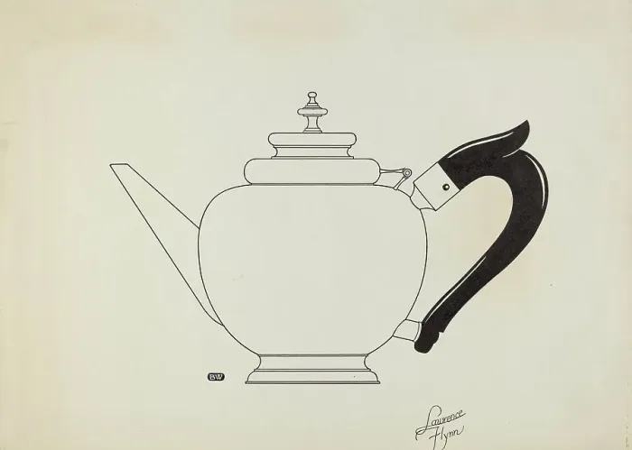 Framed Print : Silver Teapot, c. 1936. Creator: Lawrence Flynn