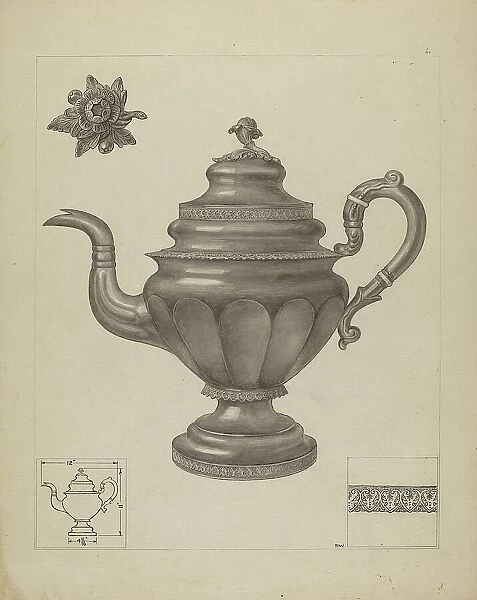 Silver Teapot, c. 1936. Creator: Paul Ward