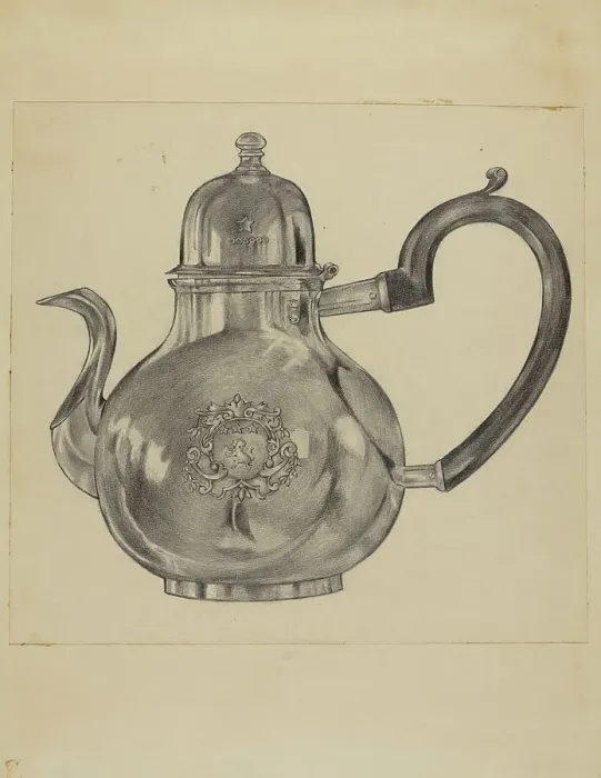 Framed Print : Silver Teapot, c. 1936. Creator: S. Brodsky Framed Print : Silver Teapot, c. 1936. Creator: S. Brodsky