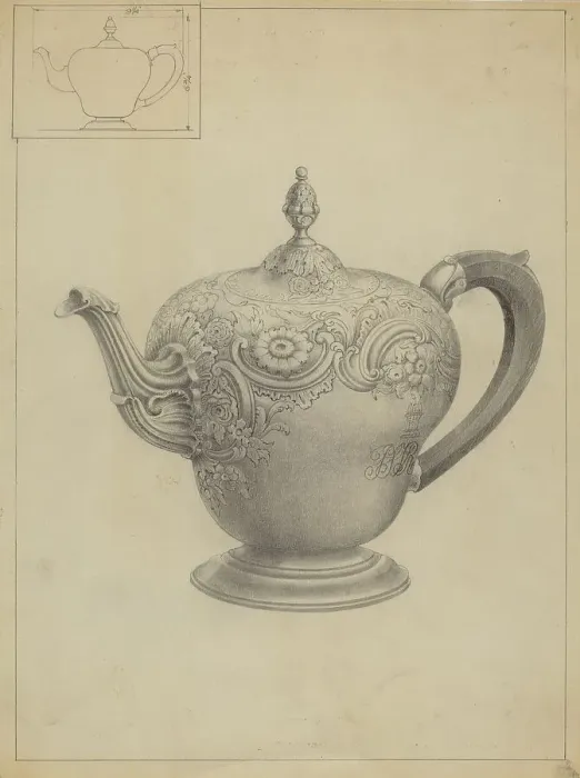 Framed Print : Silver Teapot, c. 1936. Creator: Unknown Framed Print : Silver Teapot, c. 1936. Creator: Unknown