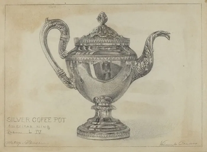 Framed Print : Silver Teapot, c. 1936. Creator: Vincent Carano Framed Print : Silver Teapot, c. 1936. Creator: Vincent Carano