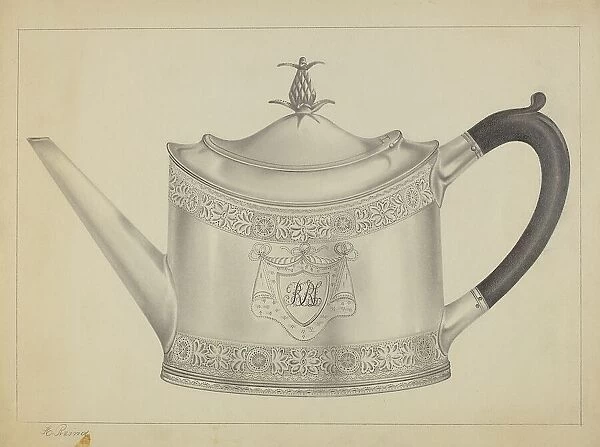 Silver Teapot, c. 1937. Creator: Horace Reina