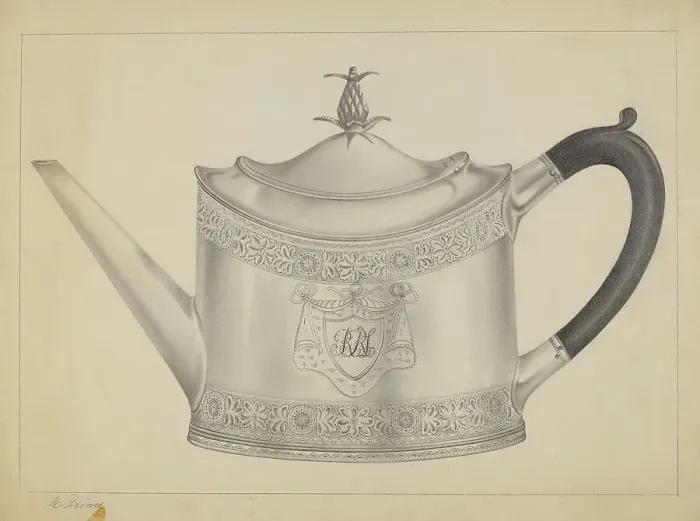 Framed Print : Silver Teapot, c. 1937. Creator: Horace Reina Framed Print : Silver Teapot, c. 1937. Creator: Horace Reina