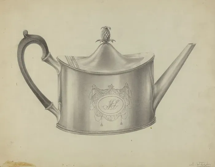 Framed Print : Silver Teapot, c. 1937. Creator: Simon Weiss Framed Print : Silver Teapot, c. 1937. Creator: Simon Weiss